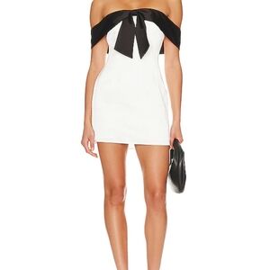 Elegant Black and White Off-Shoulder Dress
